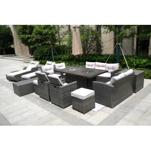 DIRECT WICKER Priscila Wicker/Rattan 13 - Person Seating Group With Cushions