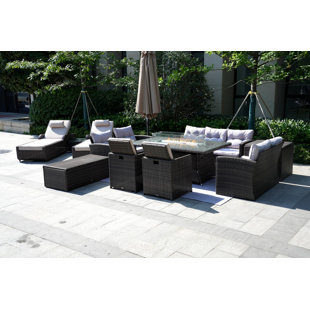 DIRECT WICKER Laurinda Wicker/Rattan 11 - Person Seating Group With Cushions