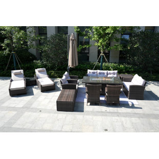DIRECT WICKER Laurinda Wicker/Rattan 11 - Person Seating Group With Cushions