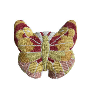 NOORI RUG Multi MIRHA Butterfly Beaded Throw Pillow