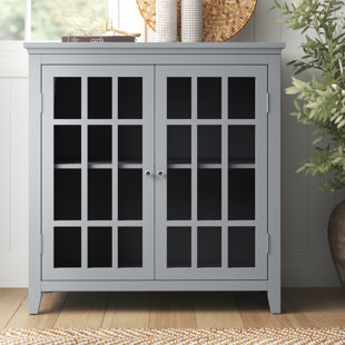 39F INC Stephanie Rustic Style 38.4'' Tall 2 - Door Solid Wood Accent Cabinet