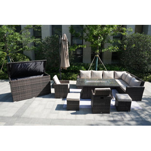 DIRECT WICKER Susanne Wicker/Rattan 10 - Person Seating Group With Cushions