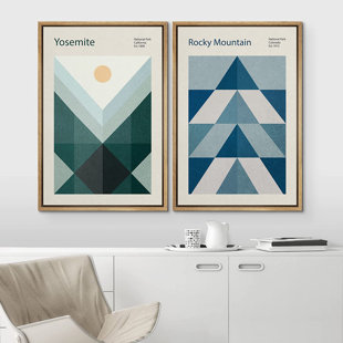 IDEA4WALL Classical Artwork " Geometric Yosemite Rocky Mountain National Park " 2 - Pieces