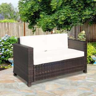 MISTANA 130cm Wide Outdoor Straight Loveseat with Cushions