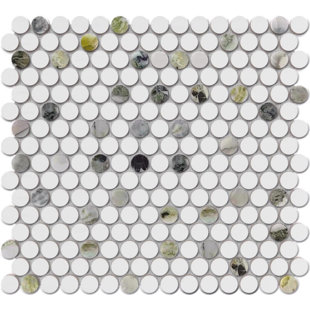 BELLUNO DESIGNS Lyra 0.8" x 0.8" Marble Penny Round Mosaic Wall and Floor Tile