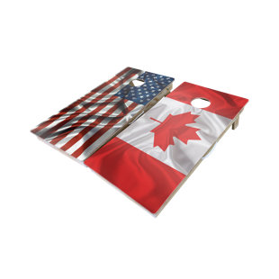 WEST GEORGIA CORNHOLE American and Canadian Flag 10 Piece Cornhole Set