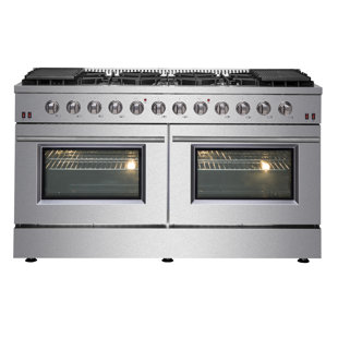 FORNO Galiano 60-inch Gas Range Stainless Steel, 10 Burners, 8.64 cu. ft. Double Convection Ovens