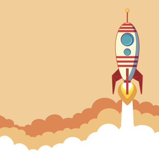 MASON & MARBLES Flat Rocket Icon. Startup Concept On Canvas by Aleksei-Veprev Graphic Art