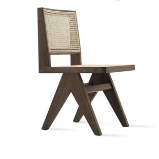 SOHOCONCEPT Pierre J Side Chair in Walnut Natural Cane
