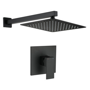CLIHOME Wall Mounted Bathroom Brass Shower Faucet Set One Handle Complete Shower System With Rough-In Valve