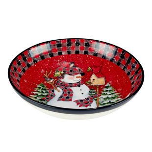 CERTIFIED INTERNATIONAL Christmas Lodge Snowman Serving Bowl