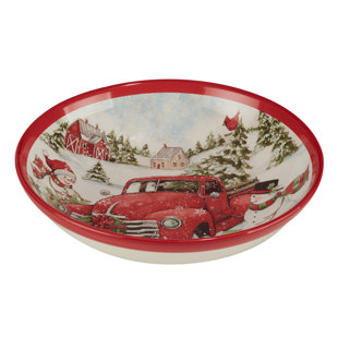 CERTIFIED INTERNATIONAL Red Truck Christmas Serving Bowl