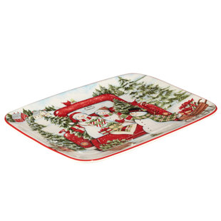 CERTIFIED INTERNATIONAL Red Truck Christmas Rectangular Platter
