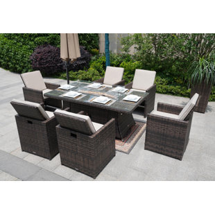 PRIMESTOK 7 Piece Rattan Sofa Seating Group with Cushions