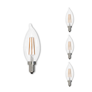 BULBRITE INDUSTRIES 5 Watt Dimmable Clear Filament CA10 Candelabra (E12) LED Light Bulb - 500 Lumens (Set of 4)