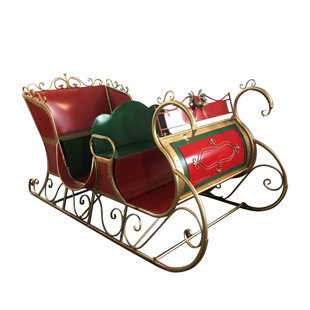 ZAER LTD INTERNATIONAL Life-Size Traditional Four-Person Christmas Sleigh Decorative Display