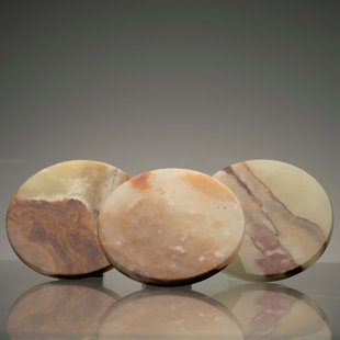 ASTRO WEST Banded Onyx Round Coaster Set (Set of 6)