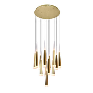 CWI LIGHTING Andes 13 - Light Satin Gold LED Cluster Pendant