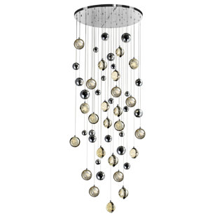 CWI LIGHTING Salvador 32 In LED Integrated Polished Nickel Chandelier