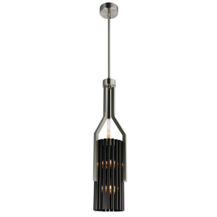 CWI LIGHTING 6 - Light Stain Nickel/ Pearl Black Single Pendant