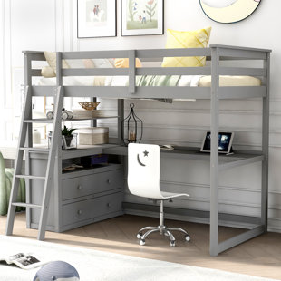 HARRIET BEE Evo 2 Drawer Loft Bed with Built-in Desk and Shelves