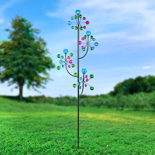 Exhart 4 Tier Cup Kinetic Garden Spinner Stake, 21 by 74 Inches