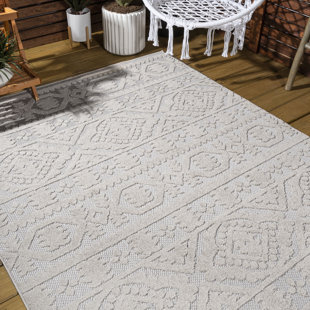 DAKOTA FIELDS Citta Runner Geometric Beige Indoor / Outdoor Area Rug