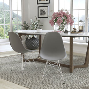 WROUGHT STUDIO™ Daker Plastic Chair with Chrome Base (Set of 2)