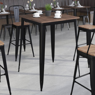 WILLISTON FORGE 31.5" Square Metal Indoor Bar Height Table with Rustic Top