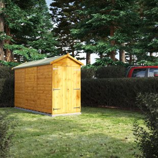 POWERSHEDS 131 cm x 384 cm Gartenhaus ohne Fenster mit Doppeltür und Satteldach aus Nut- und Feder Vollholz