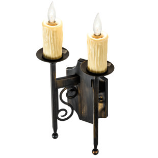 MEYDA LIGHTING Toscano Steel Candle Wall Light