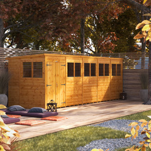 POWERSHEDS 191 cm x 609 cm Gartenhaus mit Doppeltür und Pultdach aus Nut- und Feder Vollholz