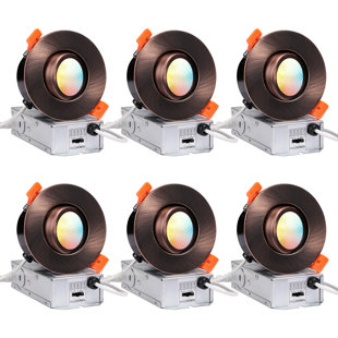 TORCHSTAR 3 Inch LED Gimbal Recessed Light with J-Box, 5CCT 10-100% Dimmable, 35W Eqv. (Set of 6)