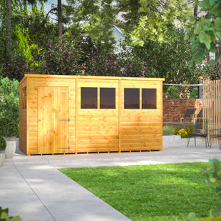 POWERSHEDS 191 cm x 371 cm Gartenhaus mit Pultdach aus Nut- und Feder Vollholz