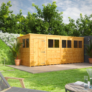 POWERSHEDS 191 cm x 490 cm Gartenhaus mit Pultdach aus Nut- und Feder Vollholz
