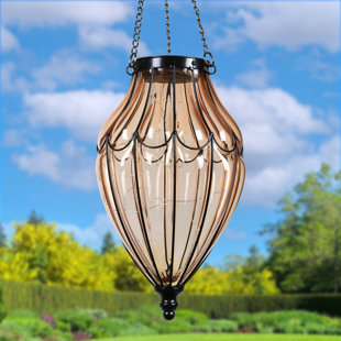 Exhart Solar Hanging Lantern with Waving Pattern