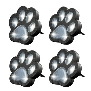 BELL + HOWELL Bell+Howell Solar Powered Paw Print Disk Lights, Wireless Auto On/Off Solar Pathway Garden Lights