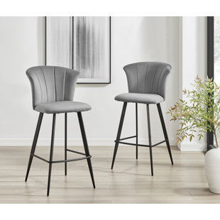 EAST URBAN HOME Juno Luxury Velvet Breakfast Bar Stool (Set of 2)