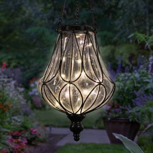Exhart Solar Hanging Lantern with Looping Pattern