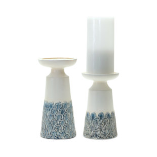 LOVE HAPPY CREATIONS LLC Candle Holder (Set of 2) 6.75"H, 8.25"H Resin