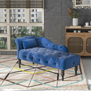 ROSDORF PARK Drucie Velvet Tufted Upholstered Left-Arm Chaise Lounge Chair