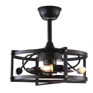 WILLISTON FORGE Arezzini 18.5 In Caged Ceiling Fan With Remote Black