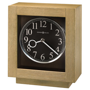 HOWARD MILLER Analogue Ash Solid Wood Quartz Movement / Crystal Tabletop Clock in Black/Brown