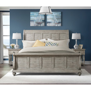 RIVERSIDE FURNITURE Hailey Queen Solid Wood Low Profile Sleigh Bed