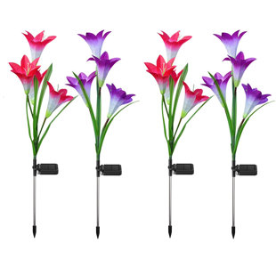 LIGHTSMAX Sowaz Plastic Plants & Flowers Garden Stake (Set of 4)