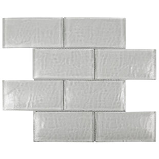 SYMPLE STUFF Peckover 12" x 12" Glass Subway Wall
