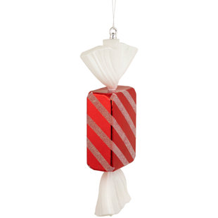 NORTHLIGHT SEASONAL 18" Red and White Wrapped Candy with Glitter Shatterproof Commercial Christmas Ornament