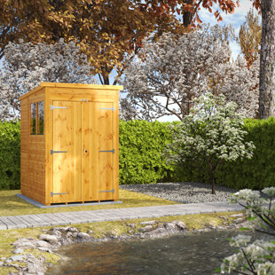 POWERSHEDS 191 cm x 133 cm Gartenhaus mit Doppeltür und Pultdach aus Nut- und Feder Vollholz