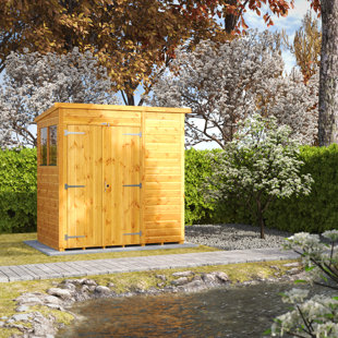 POWERSHEDS 131 cm x 193 cm Gartenhaus mit Doppeltür und Pultdach aus Nut- und Feder Vollholz