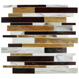 SYMPLE STUFF Harlequin 12" x 12" Glass Mosaic Linear Tile